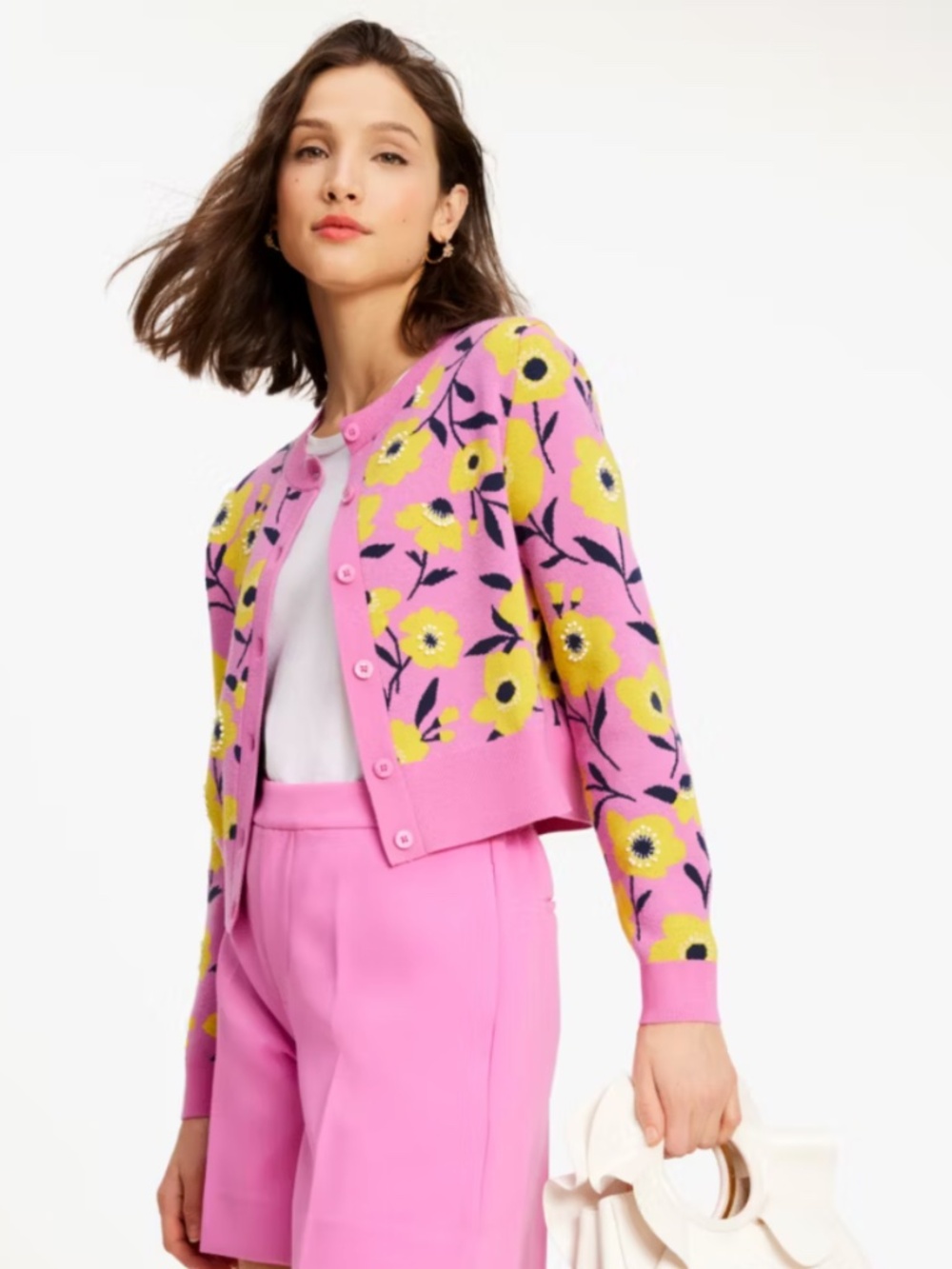 KATE SPADE NEW YORK  Sunshine Floral Wool-Blend Crop Cardigan -- XXS - Picture 2 of 7